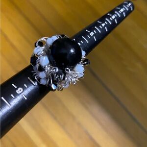 Elegant Black and White Wired wrapped Ring